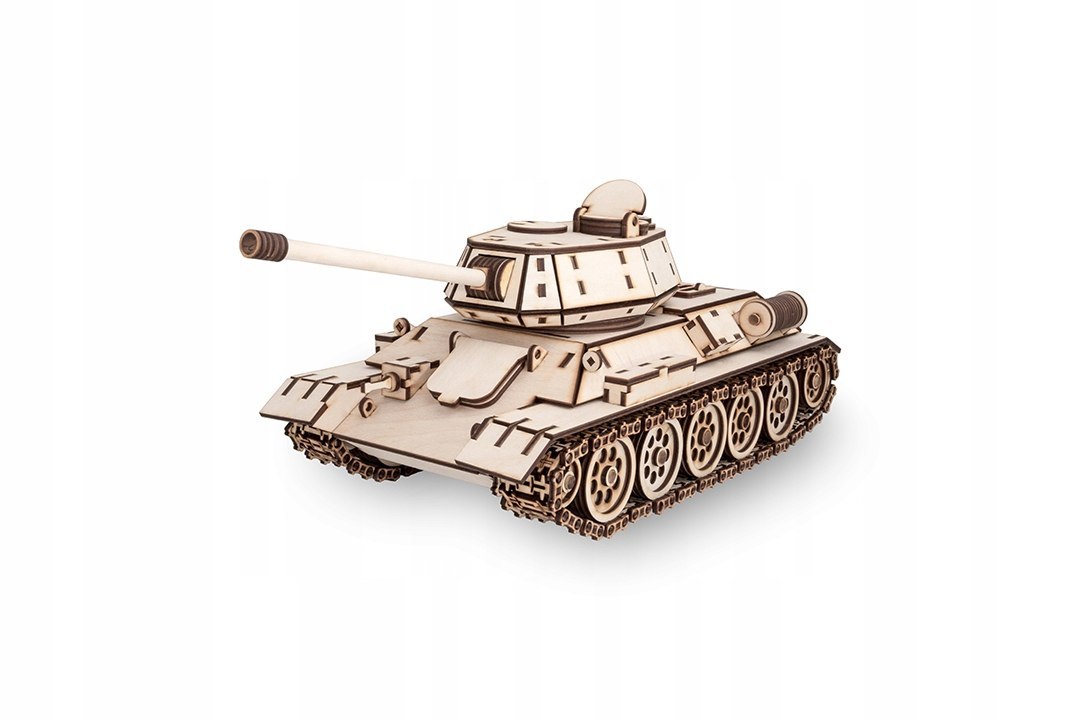 Czołg T-34 - drewniane, mechaniczne puzzle 3D DIY