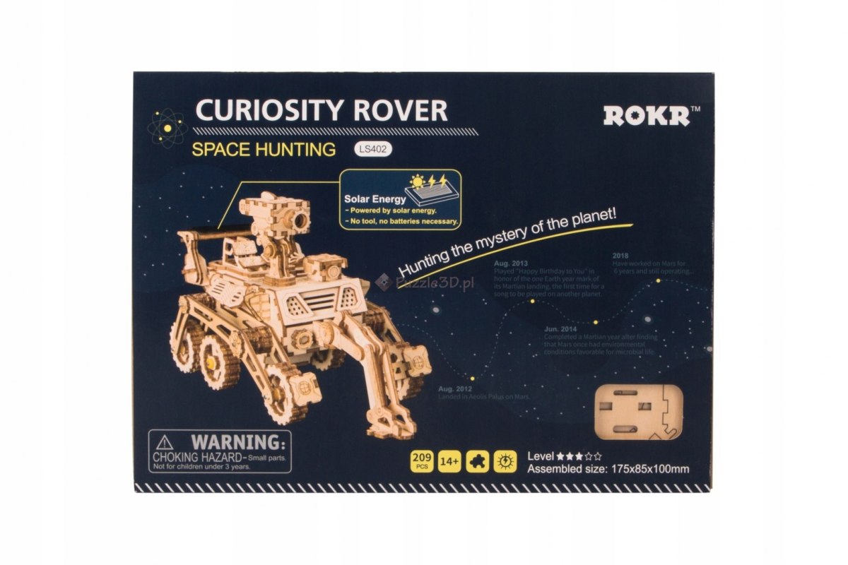 Harbinger Rover - mechaniczne, drewniane puzzle 3D - Curiosity