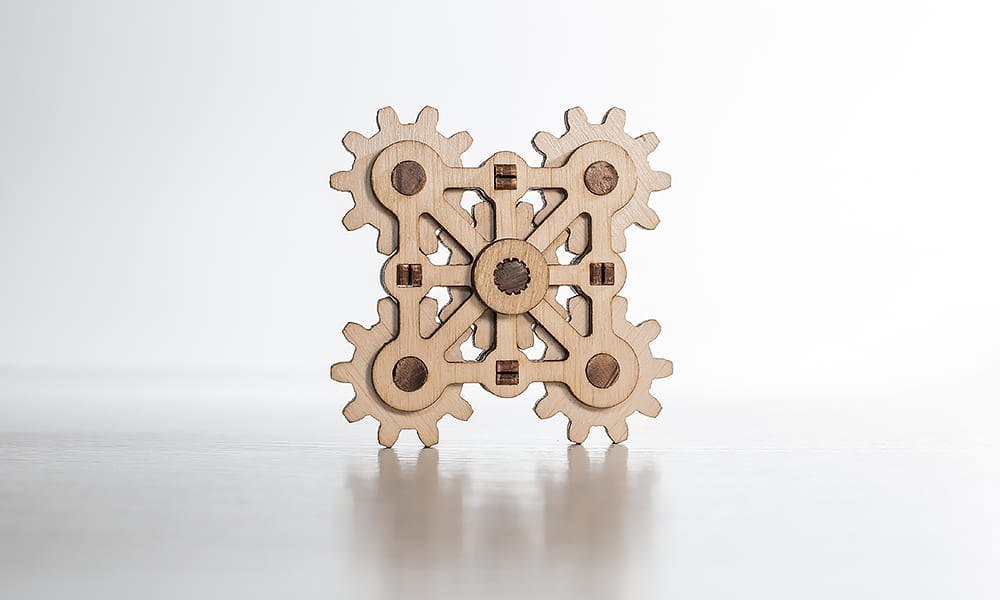 Mini Twister - drewniane, mechaniczne puzzle 3D - spinner