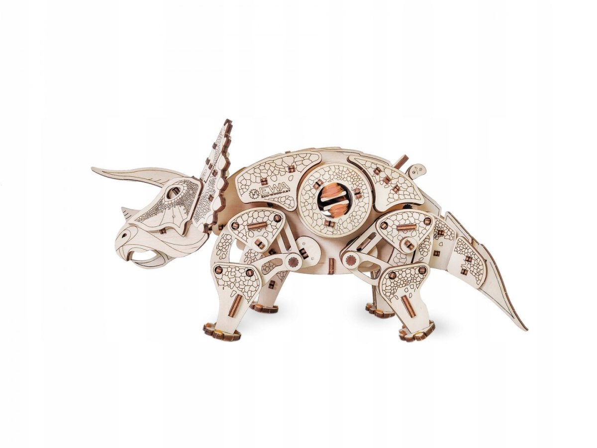 Triceratops - drewniane, mechaniczne puzzle 3D