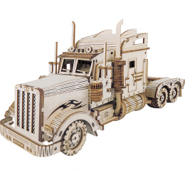 Ciężarówka - mechaniczne, drewniane puzzle 3D