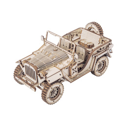 Wojskowy pojazd terenowy - mechaniczne puzzle 3D - Jeep